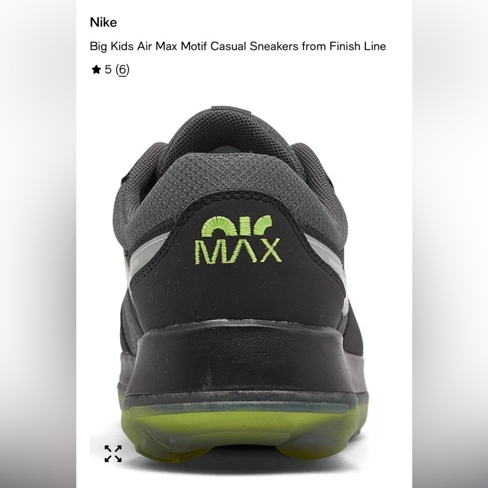 Nike Kids Sneakers Black Gray with Neon Green Accent - Picture 4 of 8